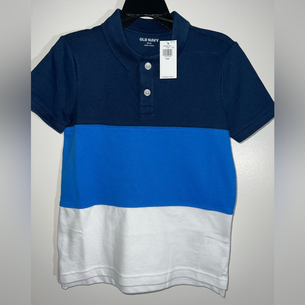 Old Navy Navy, Bright Blue & White Colorblock Polo